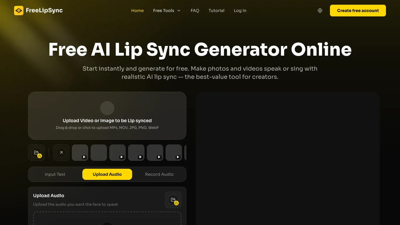 FreeLipSync official homepage screenshot