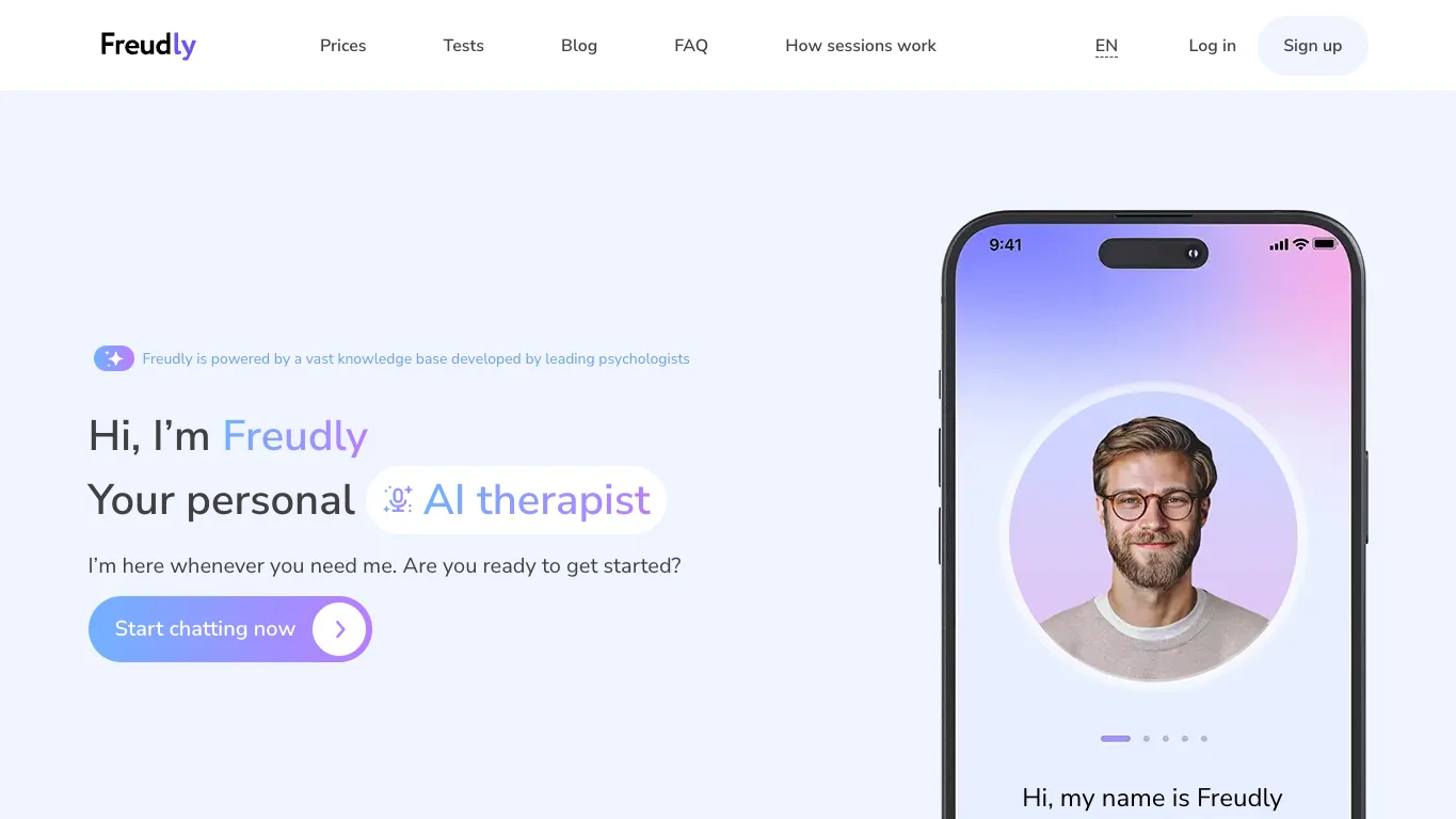 Freudly official homepage screenshot