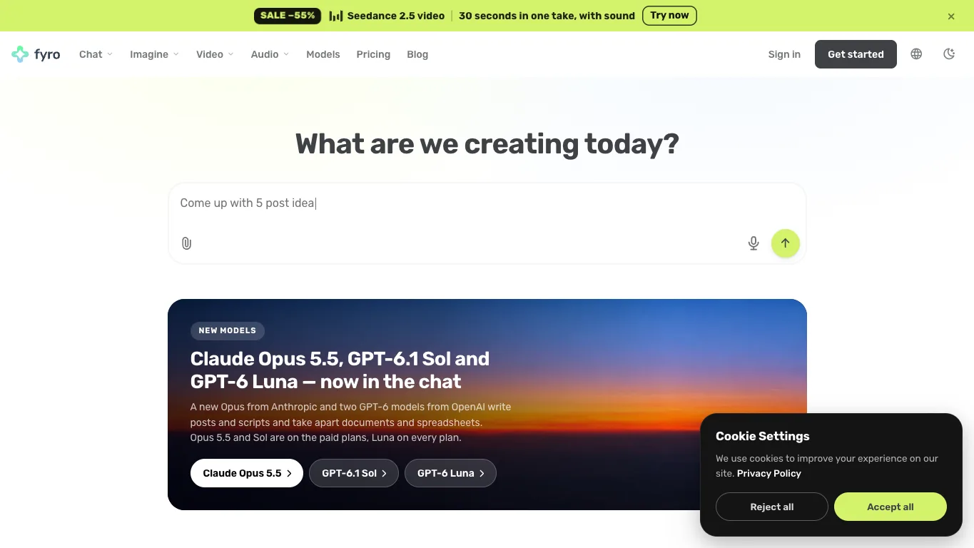 Fyro AI official homepage screenshot