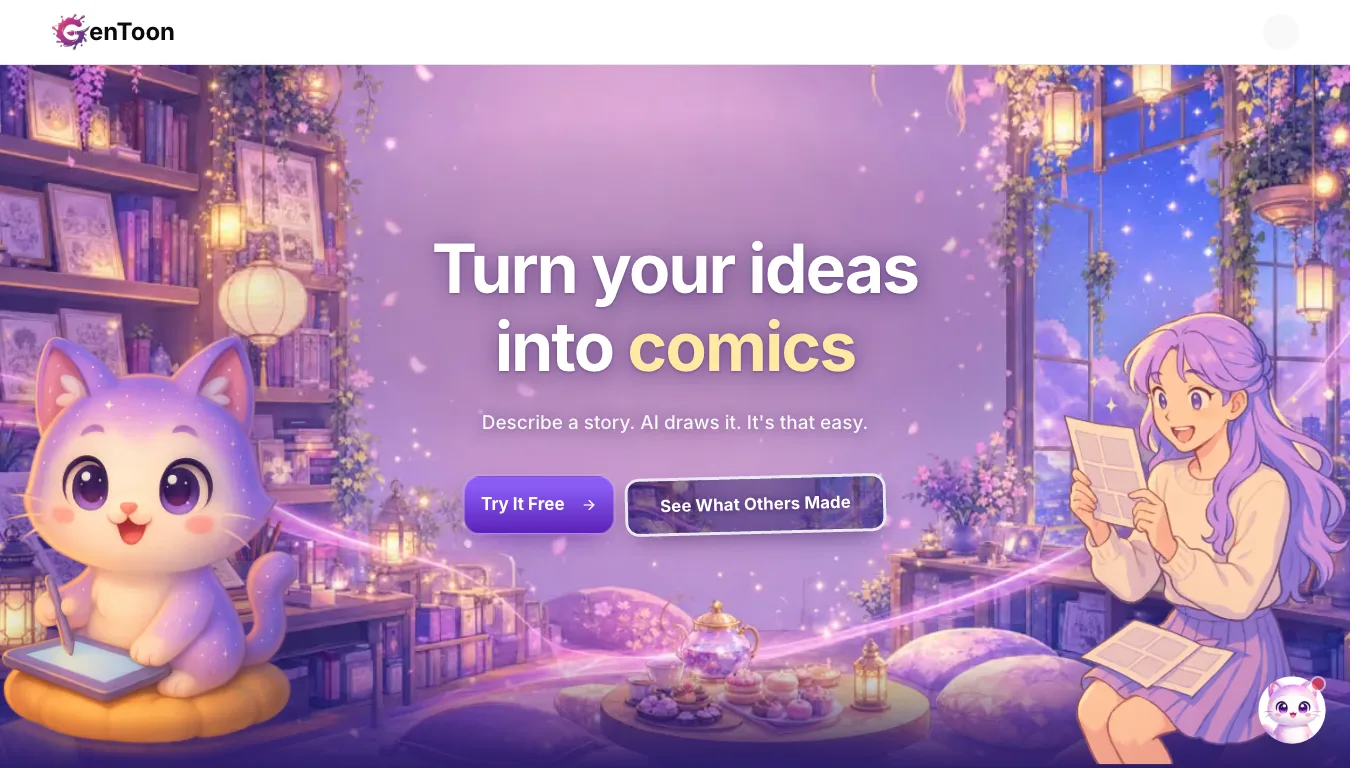 GenToon official homepage screenshot