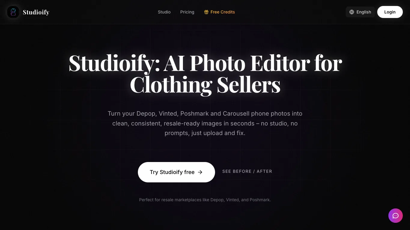 Studioify official homepage screenshot