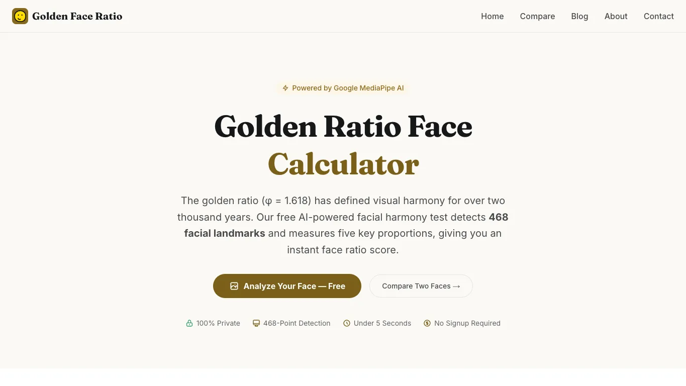 Golden Face Ratio official homepage screenshot