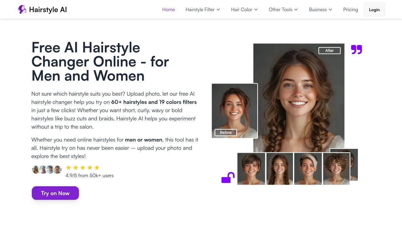 Hairstyle Changer official homepage screenshot