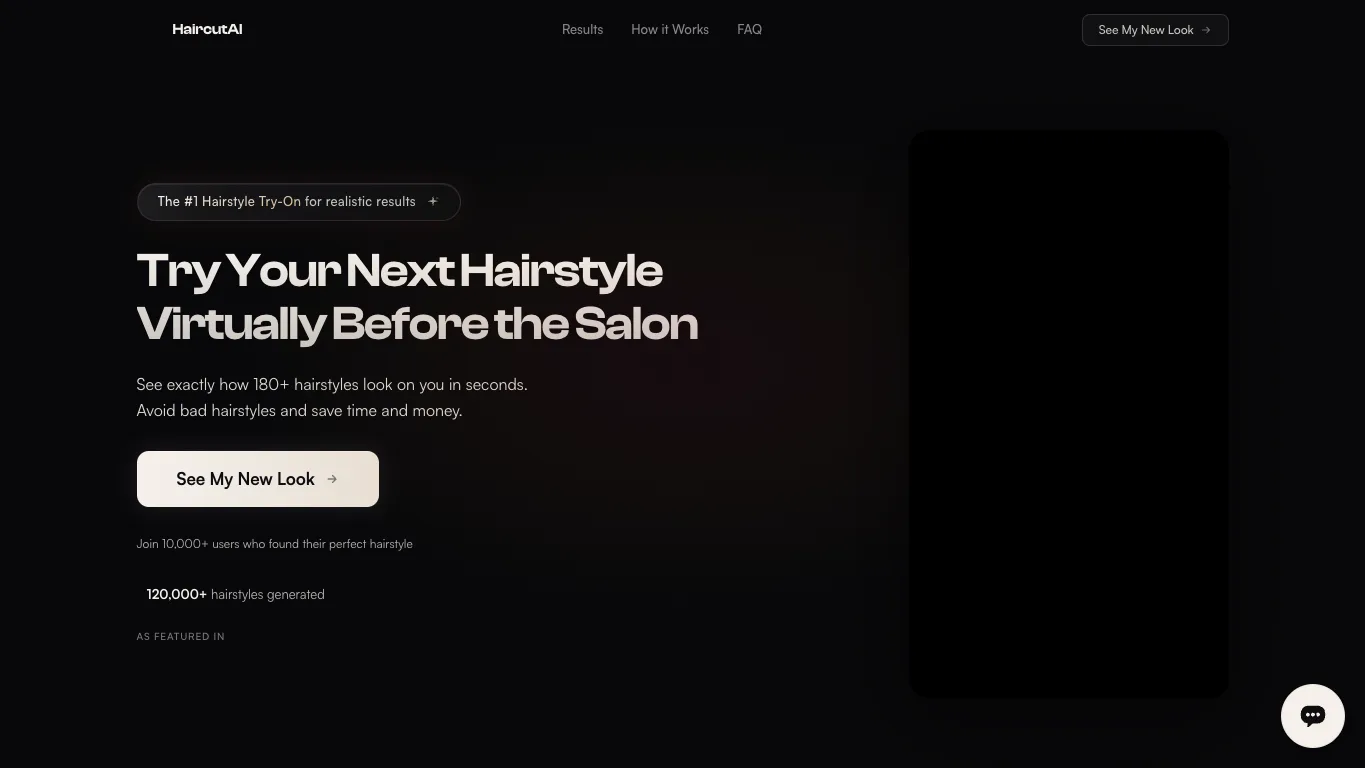 HaircutAI official homepage screenshot