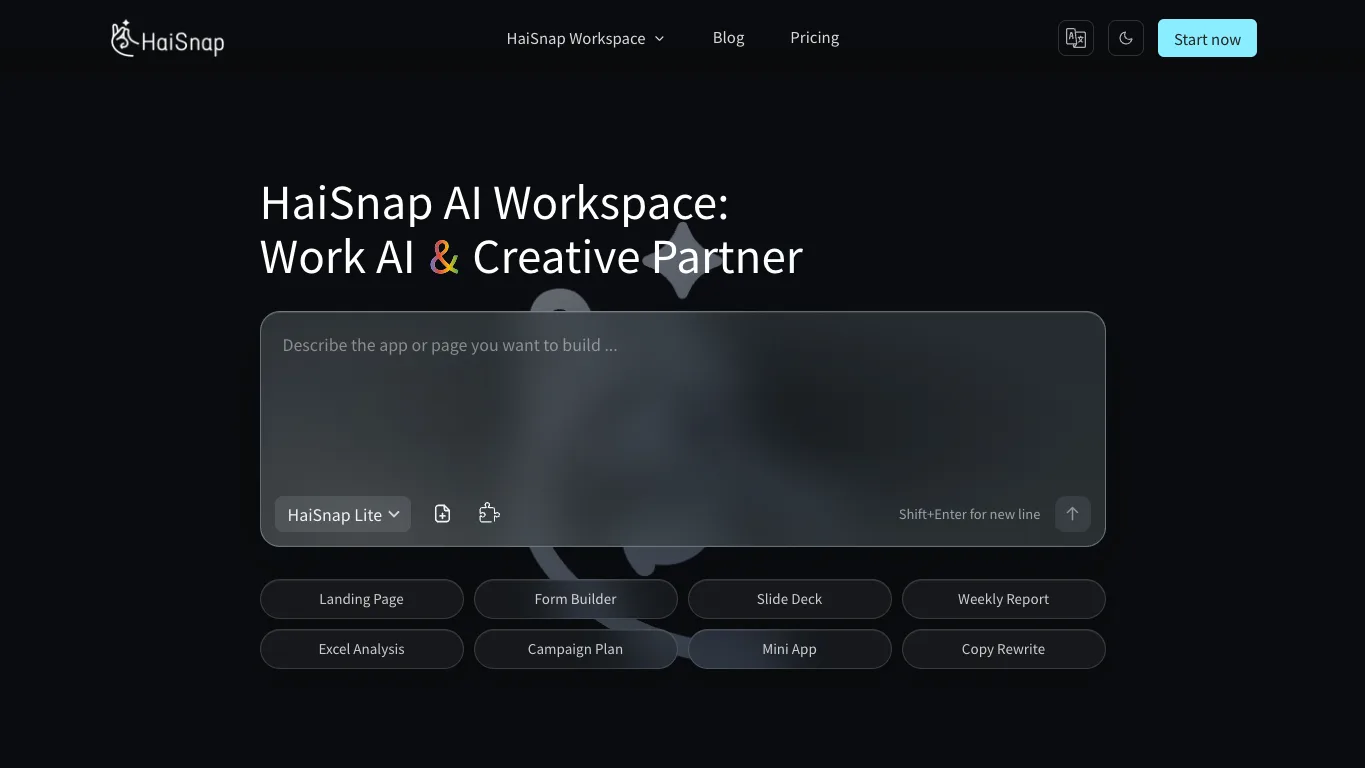 HaiSnap AI official homepage screenshot