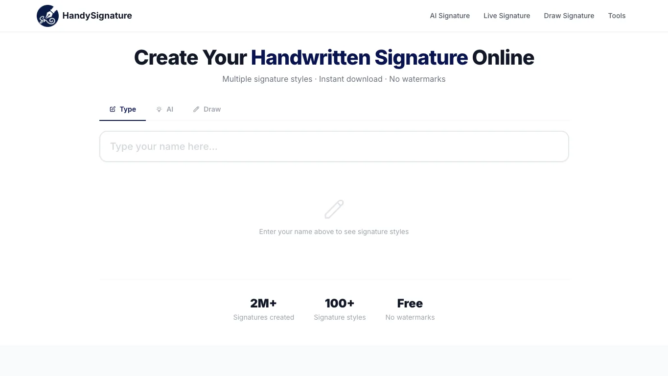 HandySignature official homepage screenshot