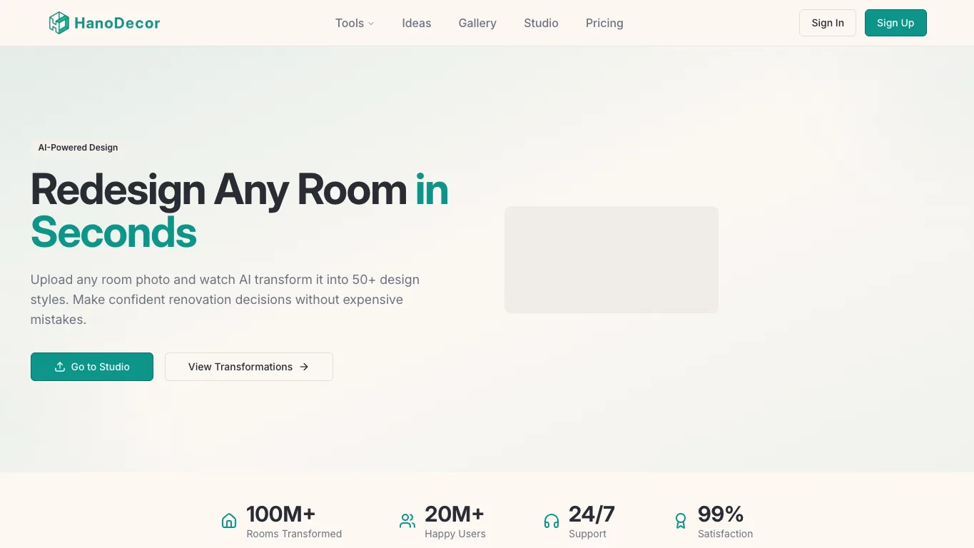 HanoDecor official homepage screenshot