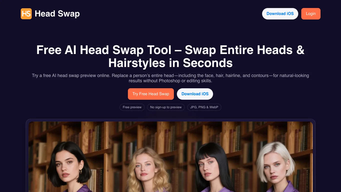 HeadSwap official homepage screenshot