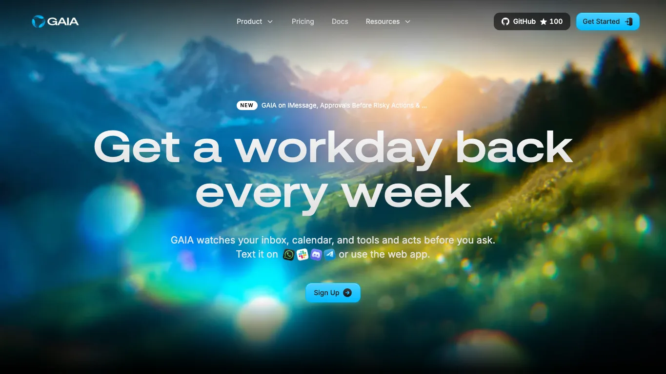 GAIA official homepage screenshot