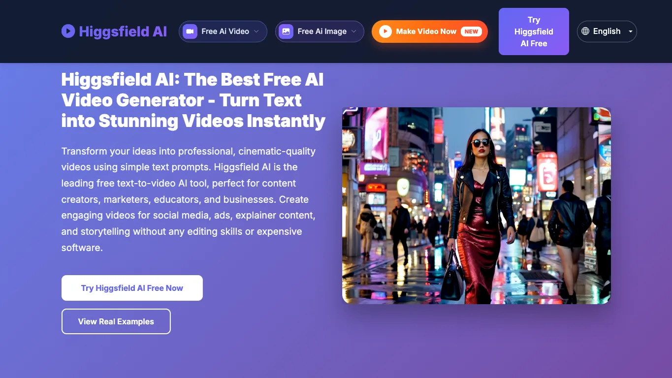 Higgsfield AI official homepage screenshot