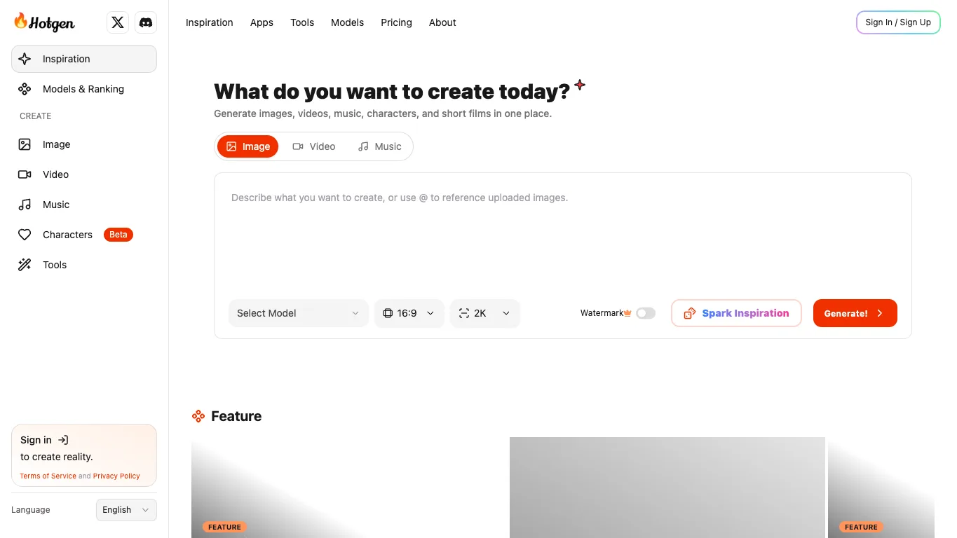 Hotgen AI official homepage screenshot