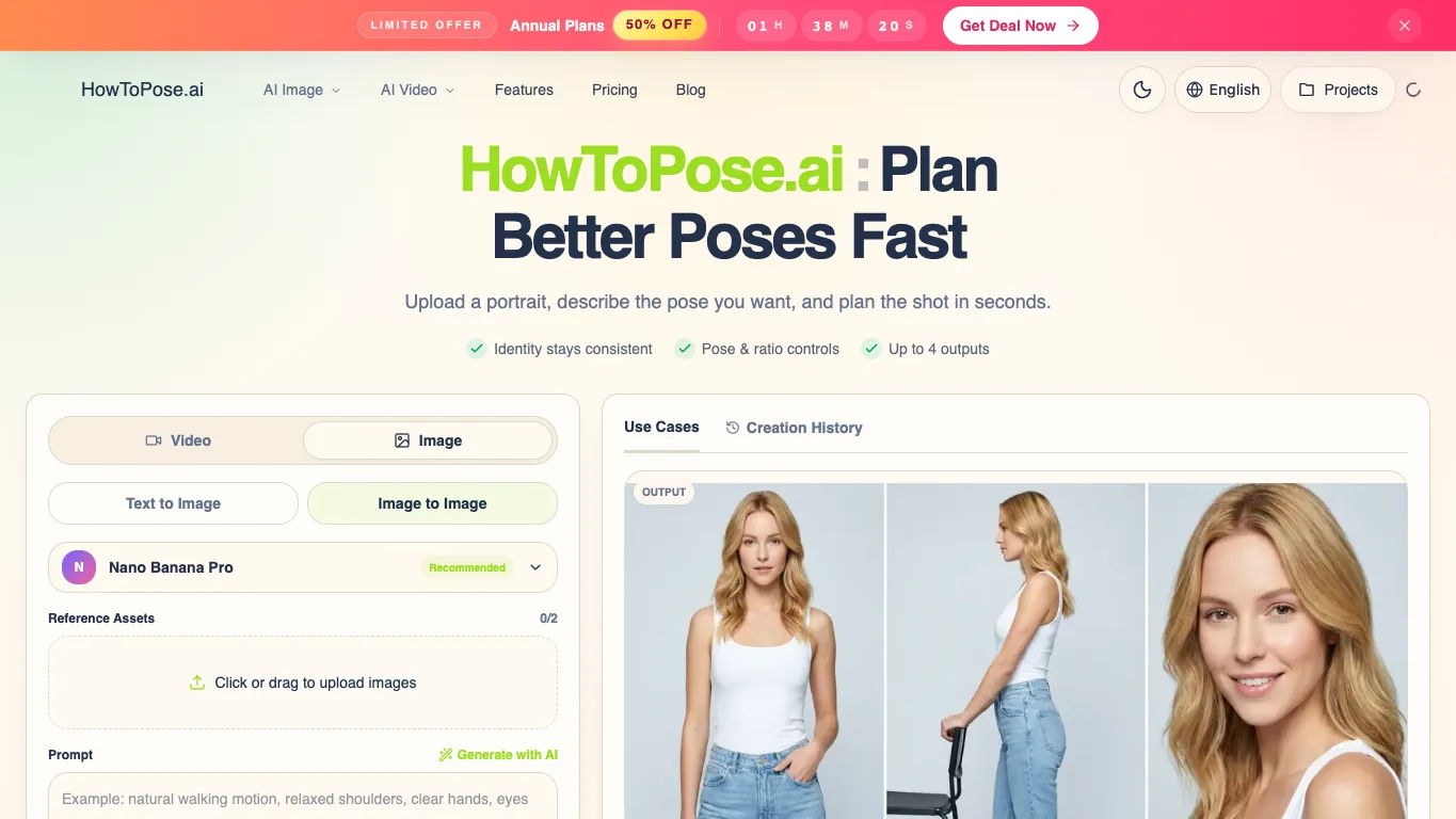 HowToPose AI official homepage screenshot