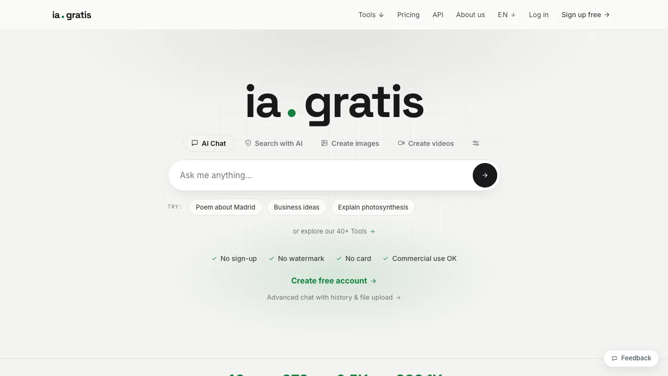 ia.gratis official homepage screenshot