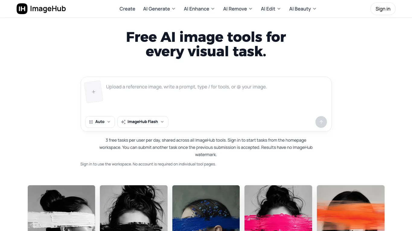 ImageHub official homepage screenshot