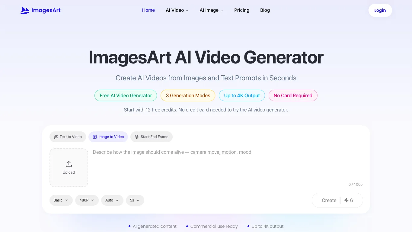 ImagesArt AI official homepage screenshot