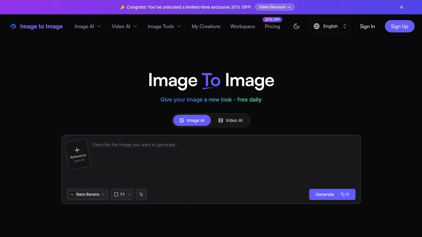 Image to Image AI official homepage screenshot