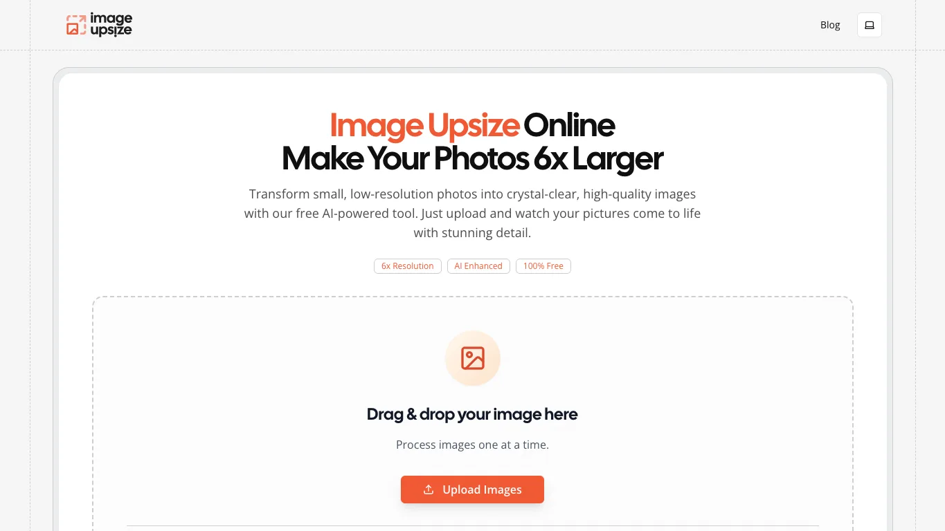 Image Upsize official homepage screenshot