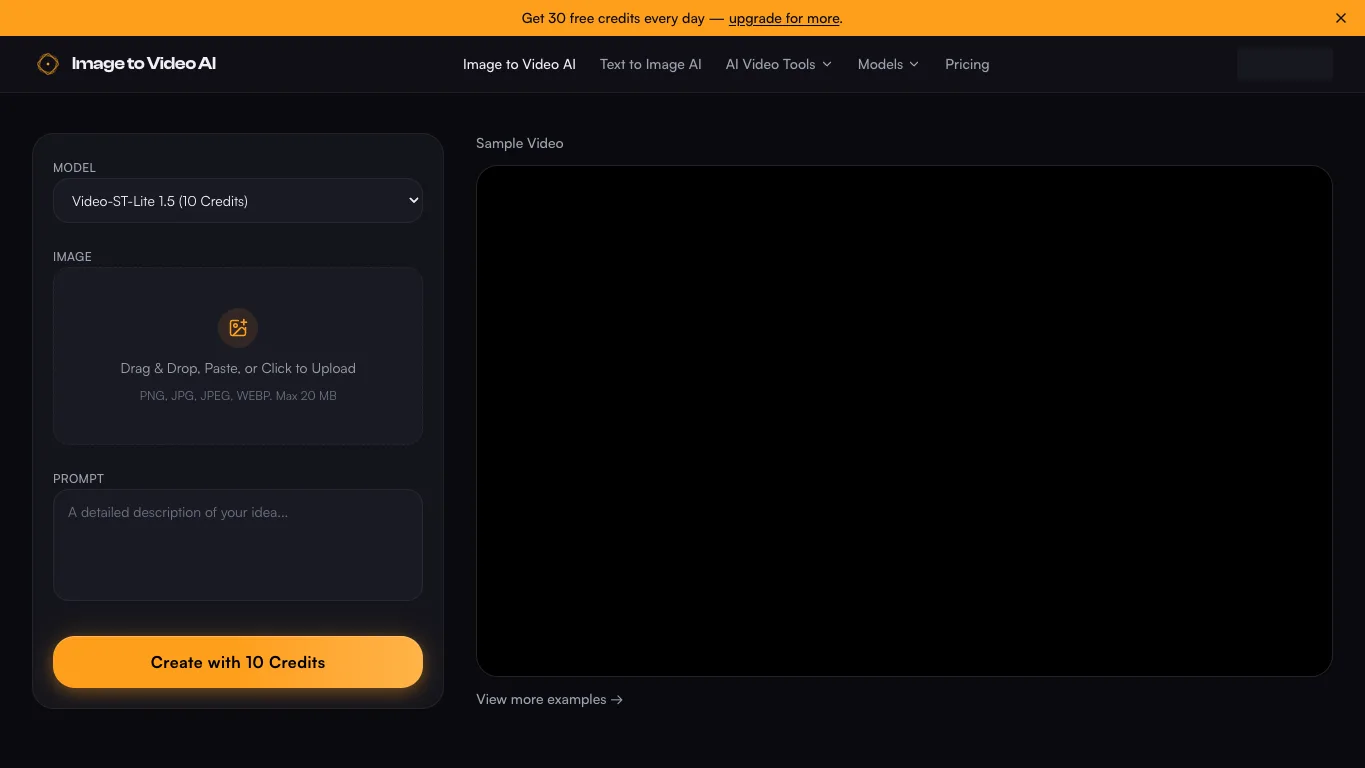 Image to Video AI official homepage screenshot