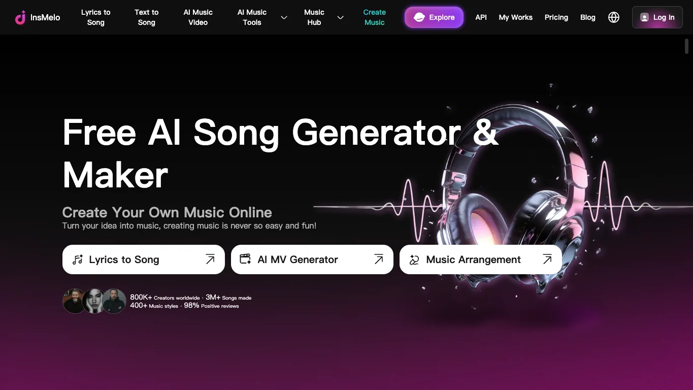 InsMelo official homepage screenshot