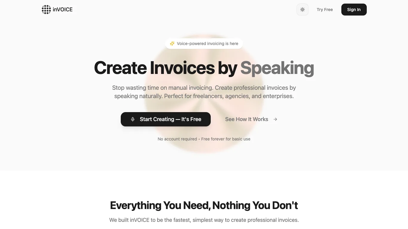 inVOICE official homepage screenshot
