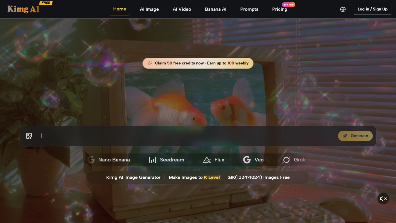 Kimg AI official homepage screenshot