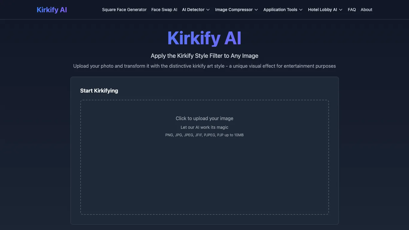 Kirkify AI official homepage screenshot
