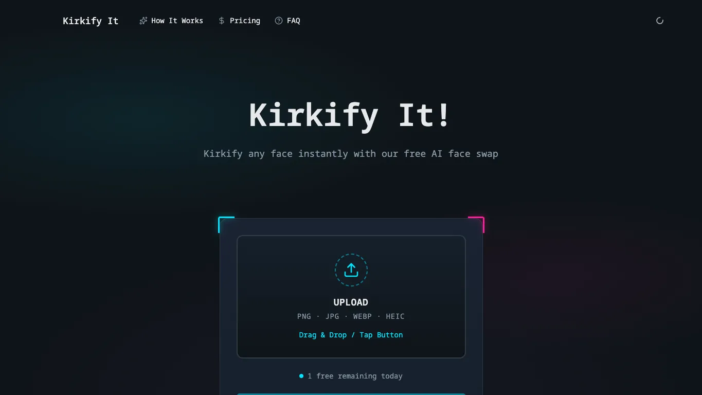 Kirkify It official homepage screenshot