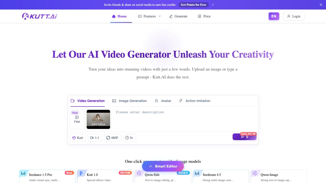 Kutt.AI official homepage screenshot