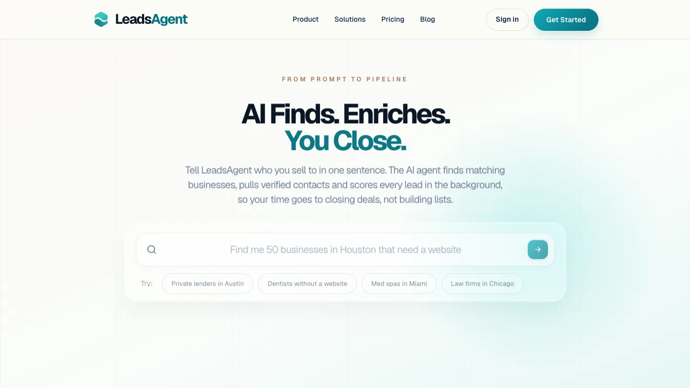 LeadsAgent official homepage screenshot