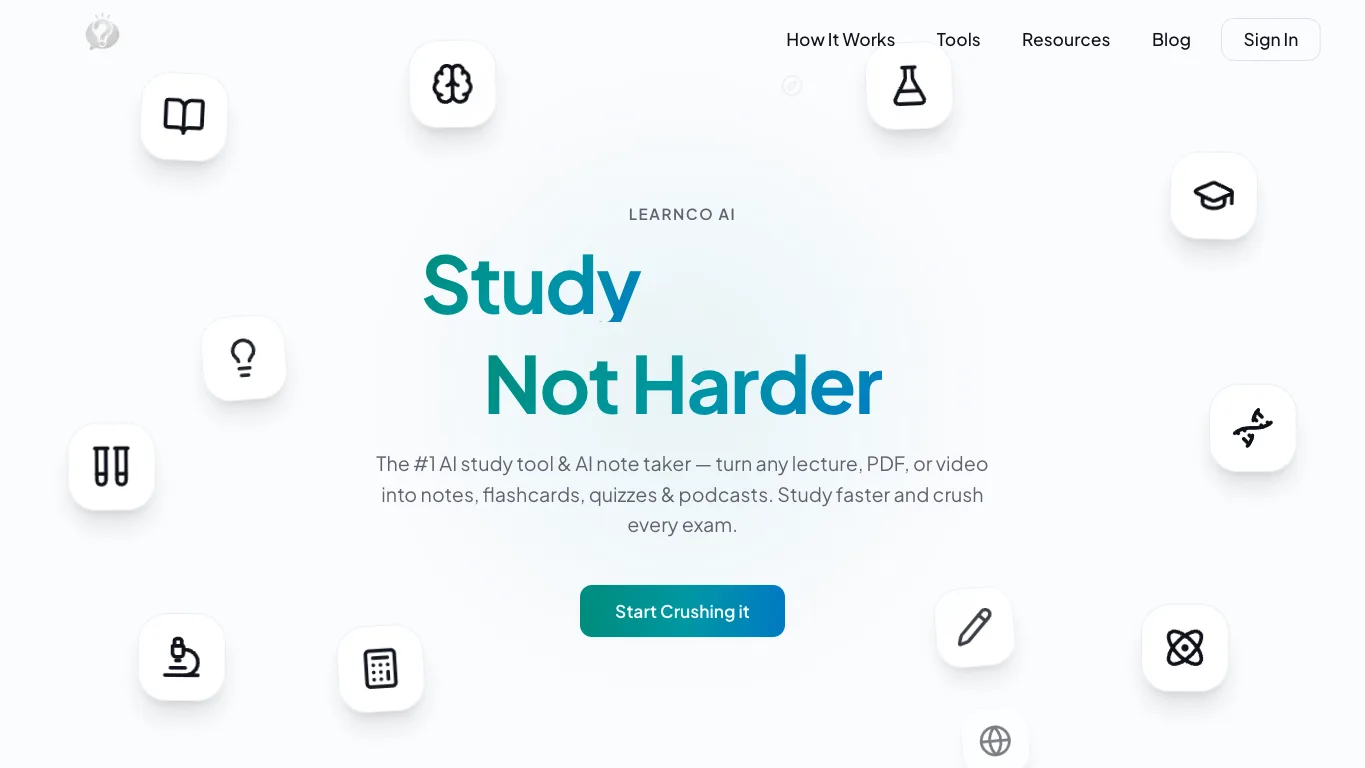 Learnco AI official homepage screenshot