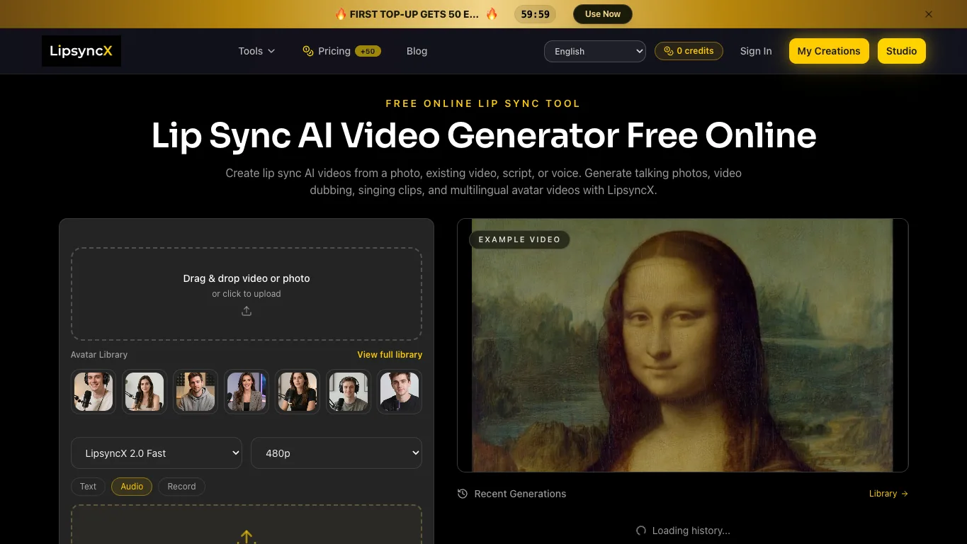 LipsyncX official homepage screenshot