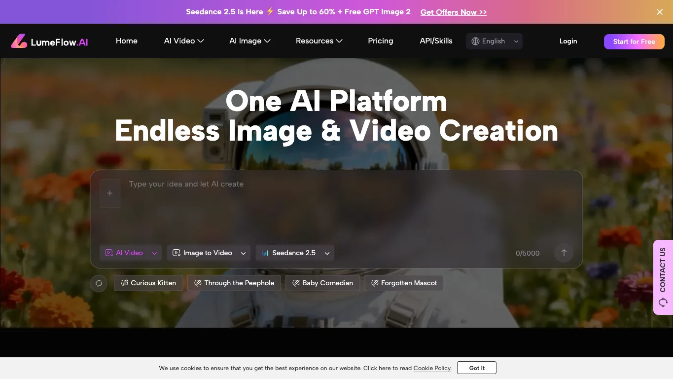LumeFlow AI official homepage screenshot
