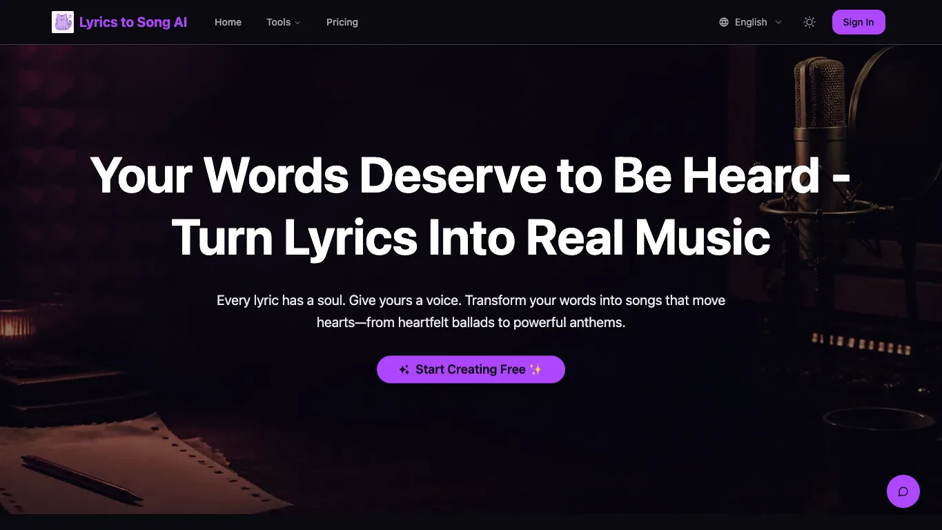 Lyrics to Song official homepage screenshot