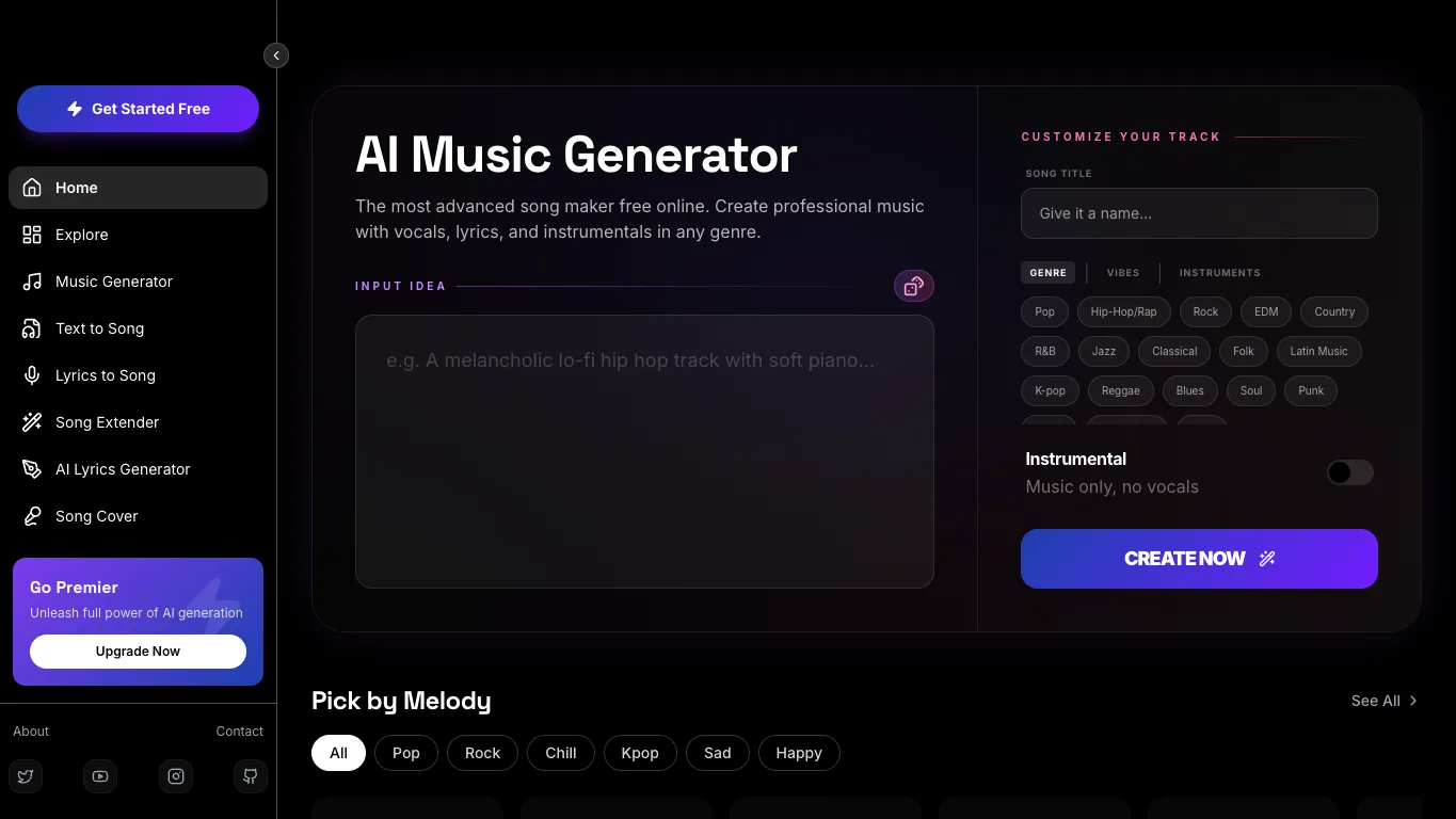 MelodyCraft official homepage screenshot