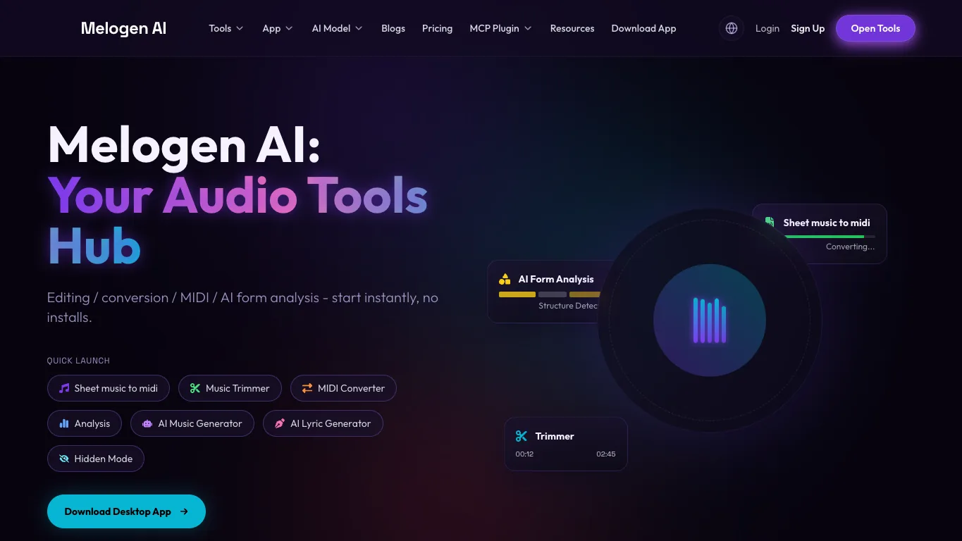 MelogenAI official homepage screenshot
