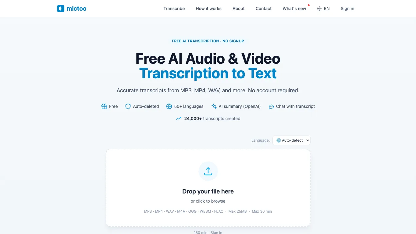 Mictoo official homepage screenshot