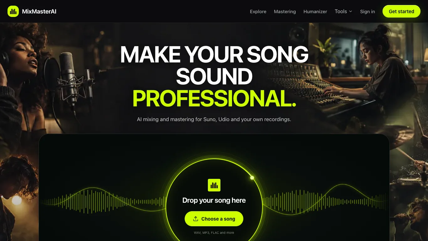 MixMasterAI official homepage screenshot
