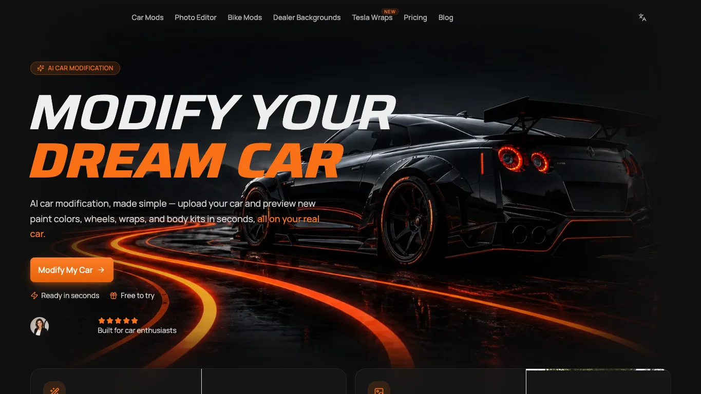 MODCAR.ai official homepage screenshot