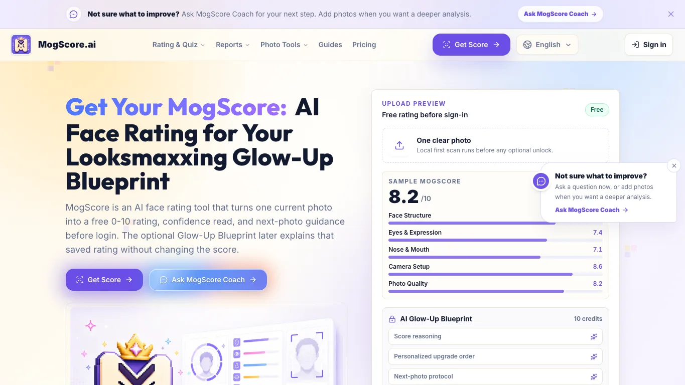 MogScore official homepage screenshot