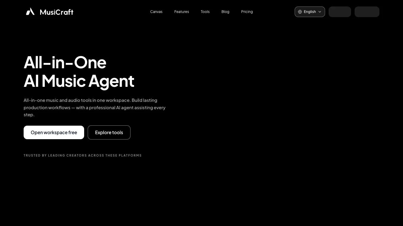 MusiCraft AI official homepage screenshot