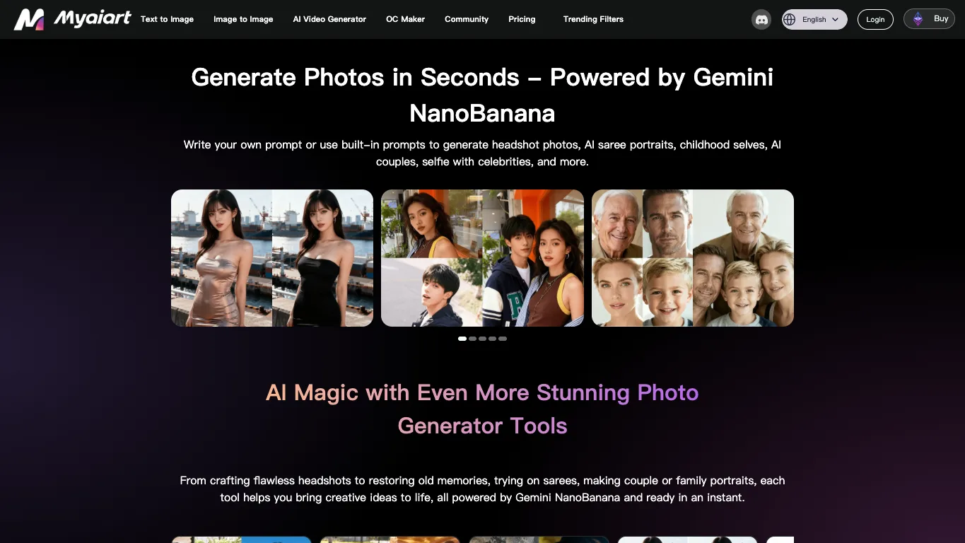 MyAIArt official homepage screenshot