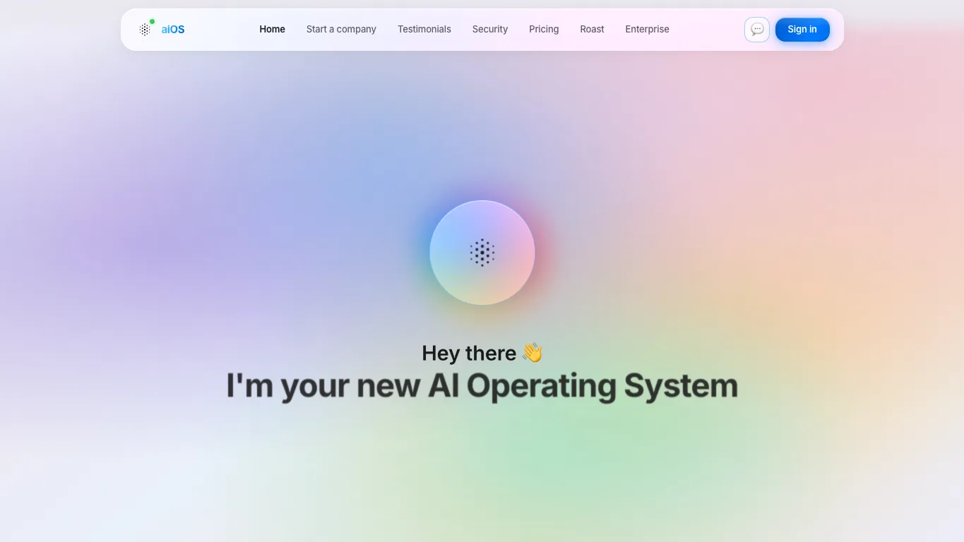 aiOS official homepage screenshot