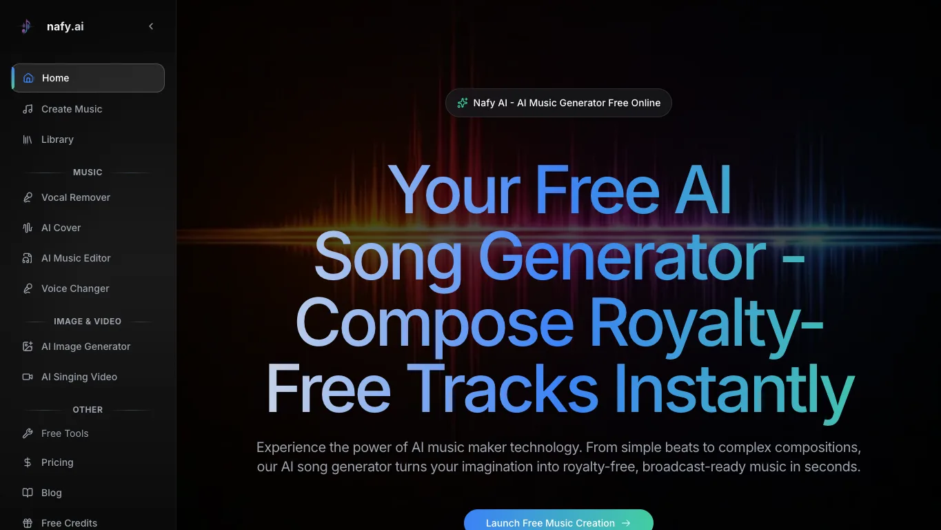 Nafy AI official homepage screenshot