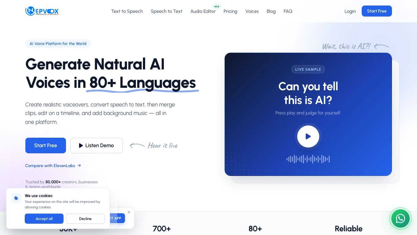 Nepvox AI official homepage screenshot