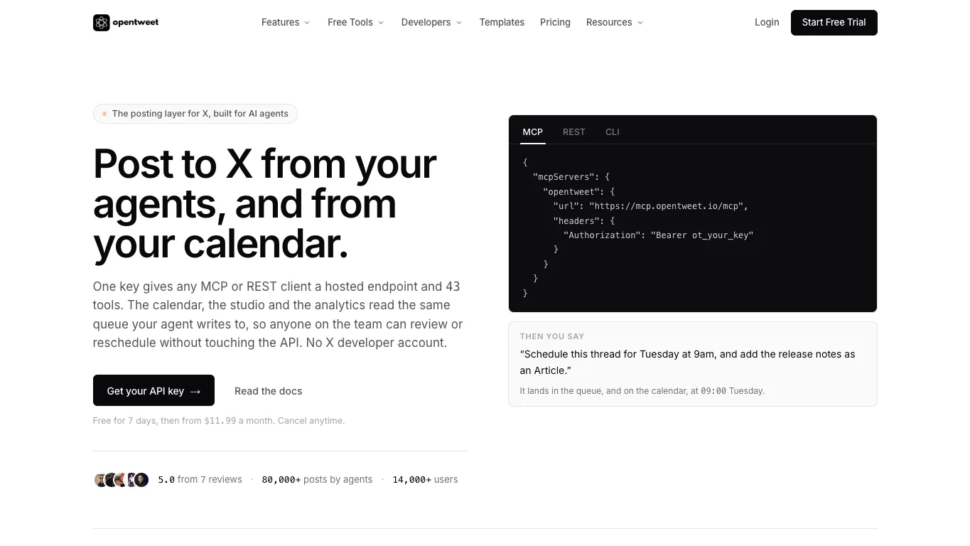 OpenTweet official homepage screenshot