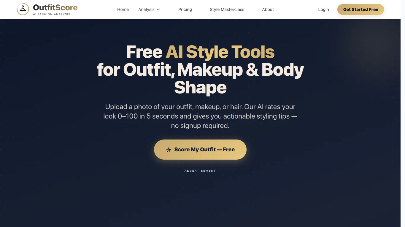 OutfitScore official homepage screenshot