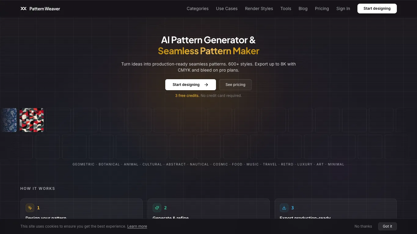 Pattern Weaver official homepage screenshot