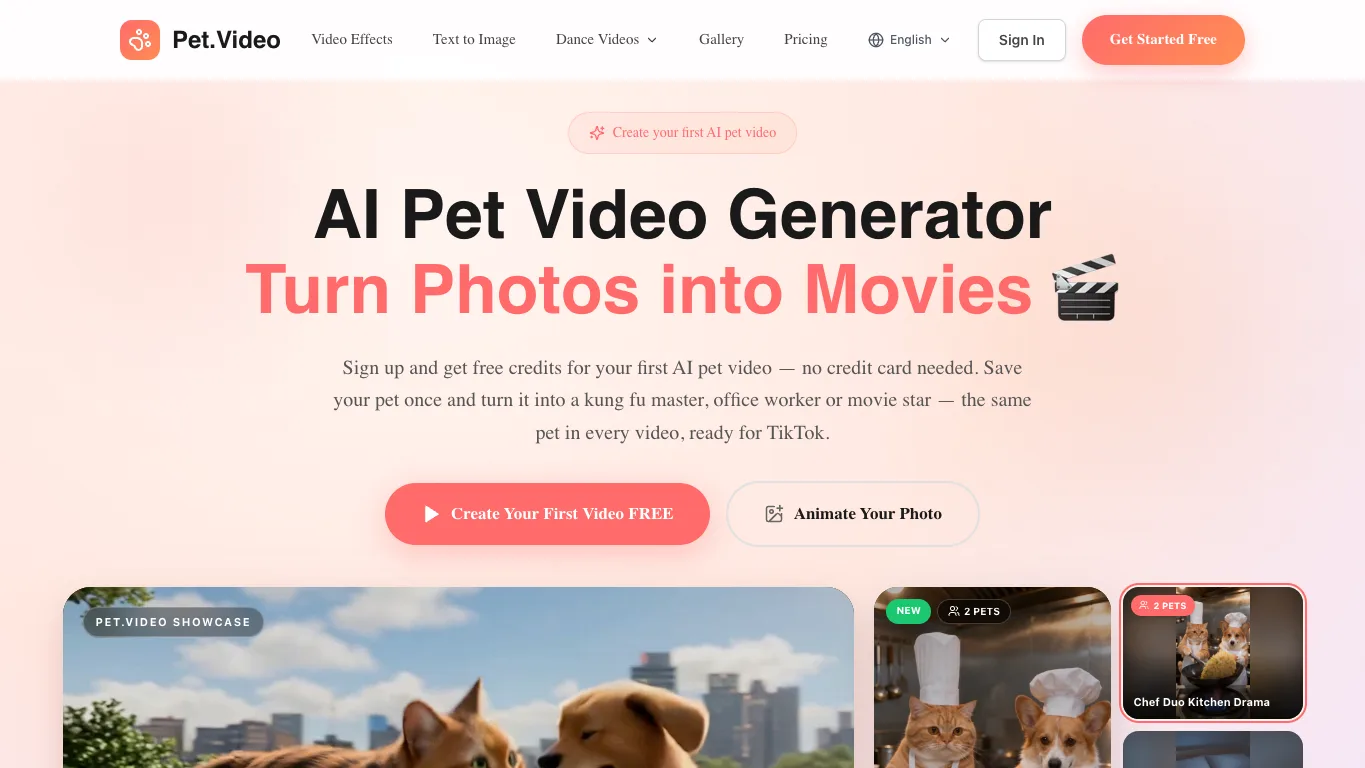 Pet.Video official homepage screenshot