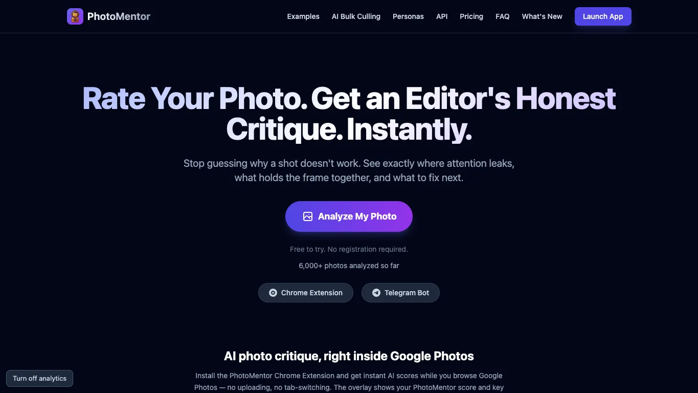 PhotoMentor official homepage screenshot