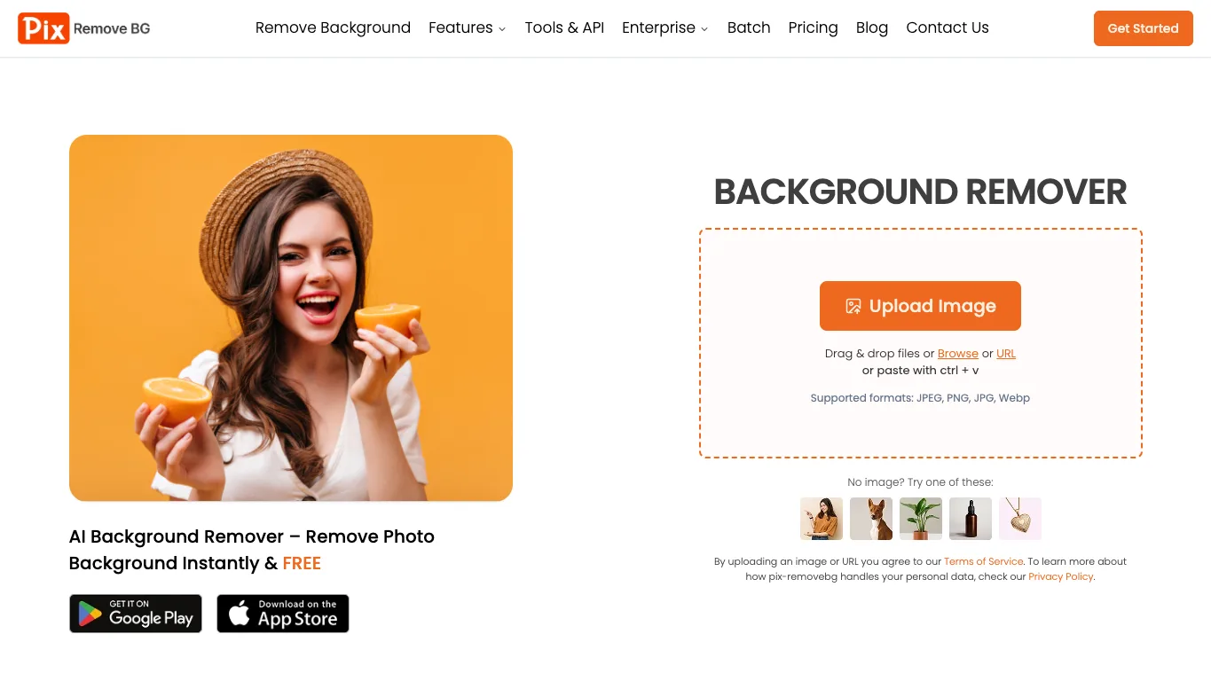 Pix RemoveBG official homepage screenshot
